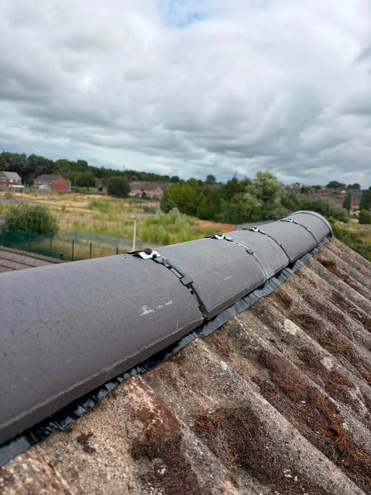 Ridge tiles after repairs